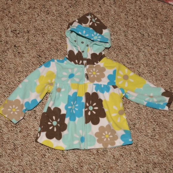 Flower Fleece Sweater Zip Up Like New 6 Month 4098* - Picture 1 of 2